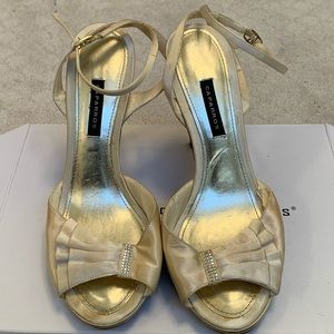 Caparros champagne satin heels, 8.5